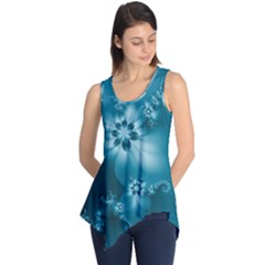 Teal Floral Print Sleeveless Tunic by SpinnyChairDesigns