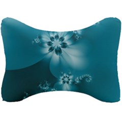 Teal Floral Print Seat Head Rest Cushion by SpinnyChairDesigns