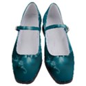 Teal Floral Print Women s Mary Jane Shoes View1