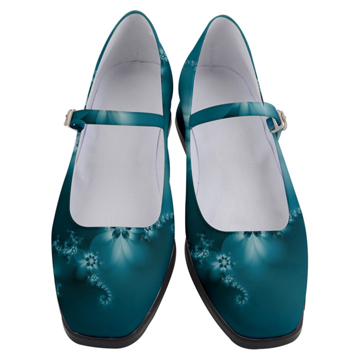 Teal Floral Print Women s Mary Jane Shoes