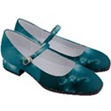 Teal Floral Print Women s Mary Jane Shoes View3