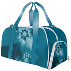 Teal Floral Print Burner Gym Duffel Bag by SpinnyChairDesigns