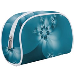 Teal Floral Print Makeup Case (large) by SpinnyChairDesigns