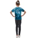 Teal Floral Print Kids  Mesh Piece Tee View2