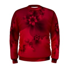 Scarlet Red Floral Print Men s Sweatshirt by SpinnyChairDesigns