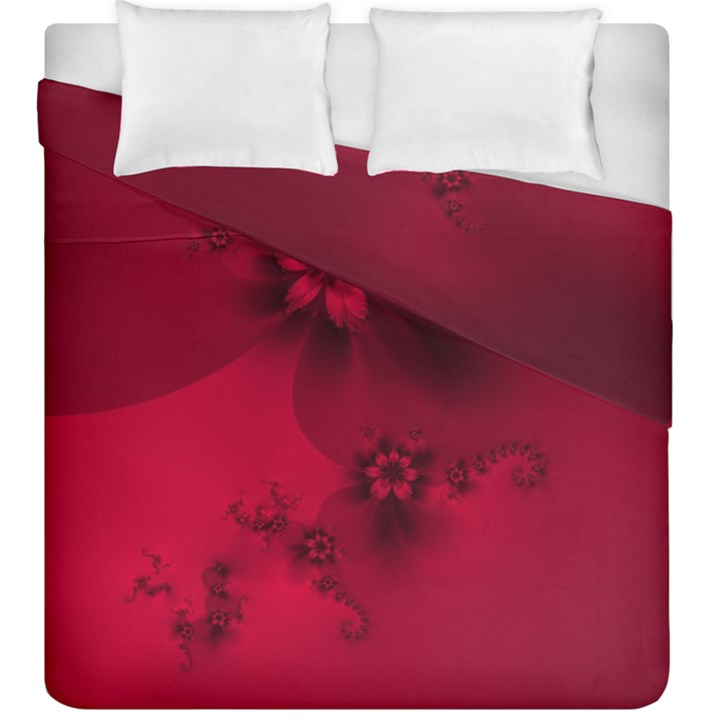 Scarlet Red Floral Print Duvet Cover Double Side (King Size)