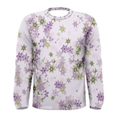 Purple Wildflower Print Men s Long Sleeve Tee by SpinnyChairDesigns