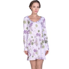 Purple Wildflower Print Long Sleeve Nightdress by SpinnyChairDesigns