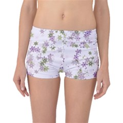 Purple Wildflower Print Boyleg Bikini Bottoms by SpinnyChairDesigns