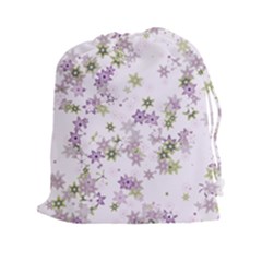 Purple Wildflower Print Drawstring Pouch (2xl) by SpinnyChairDesigns