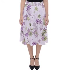 Purple Wildflower Print Classic Midi Skirt by SpinnyChairDesigns