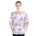 Purple Wildflower Print Batwing Chiffon Blouse View1