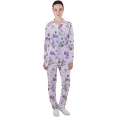 Purple Wildflower Print Casual Jacket And Pants Set by SpinnyChairDesigns