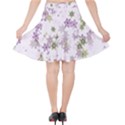 Purple Wildflower Print Velvet High Waist Skirt View2