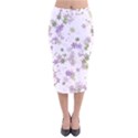 Purple Wildflower Print Velvet Midi Pencil Skirt View1