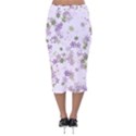 Purple Wildflower Print Velvet Midi Pencil Skirt View2