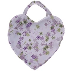 Purple Wildflower Print Giant Heart Shaped Tote by SpinnyChairDesigns