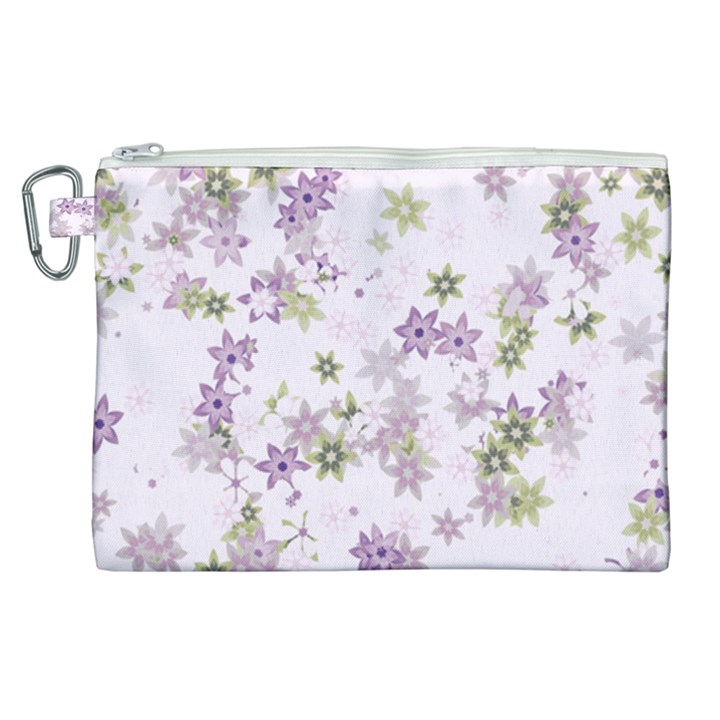 Purple Wildflower Print Canvas Cosmetic Bag (XL)