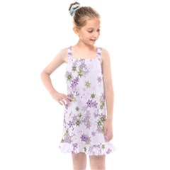 Purple Wildflower Print Kids  Overall Dress by SpinnyChairDesigns