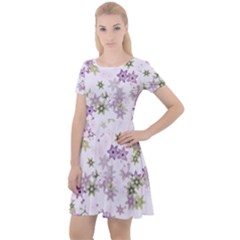 Purple Wildflower Print Cap Sleeve Velour Dress  by SpinnyChairDesigns