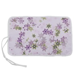 Purple Wildflower Print Pen Storage Case (m) by SpinnyChairDesigns