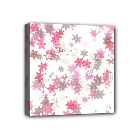 Pink Wildflower Print Mini Canvas 4  X 4  (stretched) by SpinnyChairDesigns