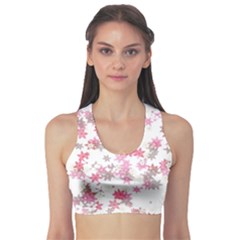 Pink Wildflower Print Sports Bra by SpinnyChairDesigns