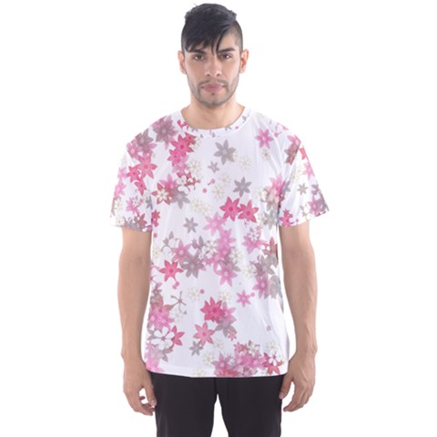 Pink Wildflower Print Men s Sport Mesh Tee by SpinnyChairDesigns