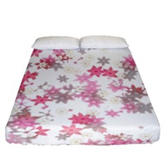 Pink Wildflower Print Fitted Sheet (queen Size) by SpinnyChairDesigns