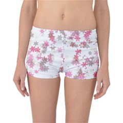 Pink Wildflower Print Boyleg Bikini Bottoms by SpinnyChairDesigns