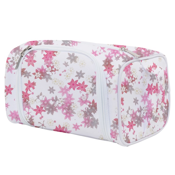 Pink Wildflower Print Toiletries Pouch