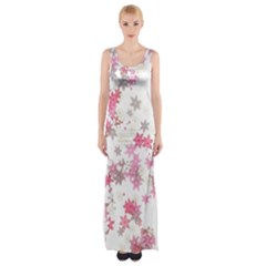 Pink Wildflower Print Thigh Split Maxi Dress by SpinnyChairDesigns