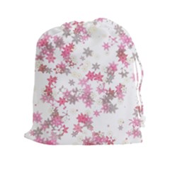 Pink Wildflower Print Drawstring Pouch (2xl) by SpinnyChairDesigns