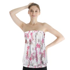 Pink Wildflower Print Strapless Top by SpinnyChairDesigns