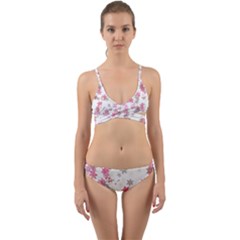 Pink Wildflower Print Wrap Around Bikini Set by SpinnyChairDesigns