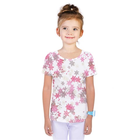 Pink Wildflower Print Kids  One Piece Tee by SpinnyChairDesigns