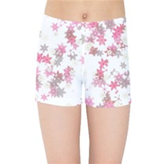 Pink Wildflower Print Kids  Sports Shorts by SpinnyChairDesigns