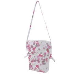 Pink Wildflower Print Folding Shoulder Bag by SpinnyChairDesigns