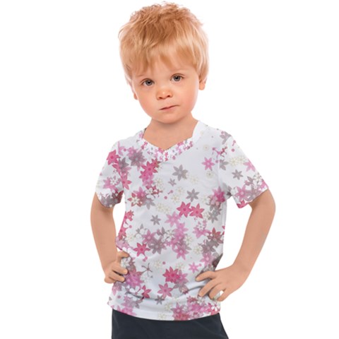 Pink Wildflower Print Kids  Sports Tee by SpinnyChairDesigns