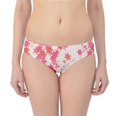 Vermilion And Coral Floral Print Hipster Bikini Bottoms by SpinnyChairDesigns