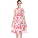 Vermilion and Coral Floral Print V-Neck Midi Sleeveless Dress  View1