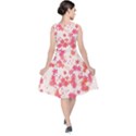 Vermilion and Coral Floral Print V-Neck Midi Sleeveless Dress  View2