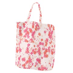 Vermilion And Coral Floral Print Giant Grocery Tote by SpinnyChairDesigns