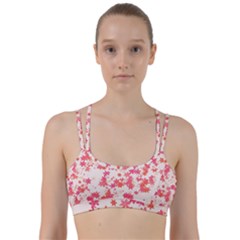 Vermilion And Coral Floral Print Line Them Up Sports Bra by SpinnyChairDesigns