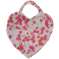 Vermilion And Coral Floral Print Giant Heart Shaped Tote by SpinnyChairDesigns