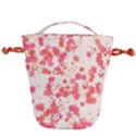 Vermilion and Coral Floral Print Drawstring Bucket Bag View2