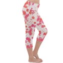 Vermilion and Coral Floral Print Lightweight Velour Capri Yoga Leggings View3