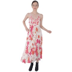 Vermilion And Coral Floral Print Tie Back Maxi Dress by SpinnyChairDesigns