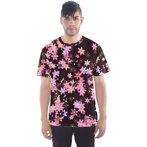 Pink Lilies On Black Men s Sport Mesh Tee by SpinnyChairDesigns