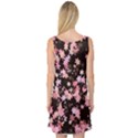 Pink Lilies on Black Sleeveless Satin Nightdress View2